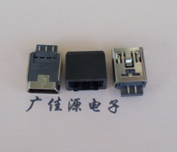茶山镇MINI USB 5Pin接口 带护套焊线母座 B型180度铜壳