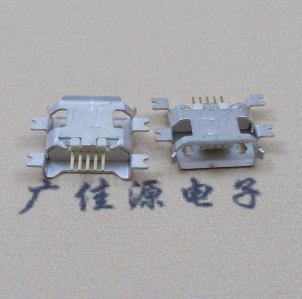 茶山镇MICRO USB5pin接口 四脚贴片沉板母座 翻边白胶芯