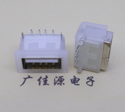 茶山镇卧式后两脚DIP插板USB AF 2.0防水母座,反向插A公头连接器