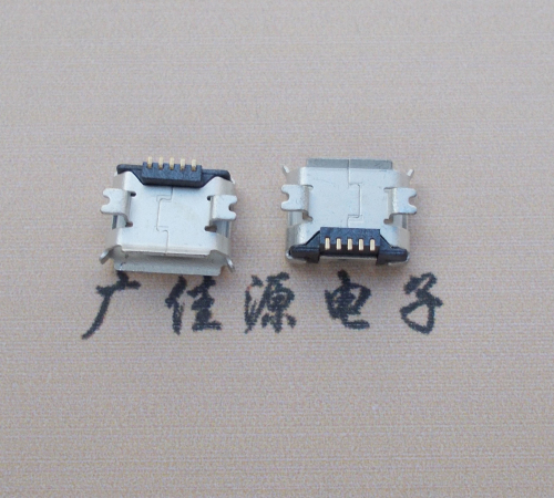 茶山镇Micro USB 5PIN接口,B型垫高0.9mm鱼叉脚贴片雾锡卷边