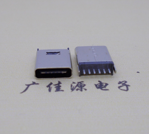 茶山镇直立式插板Type-C6p母座连接器高H=10.0mm